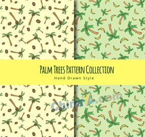 手绘棕榈树无缝背景矢量图